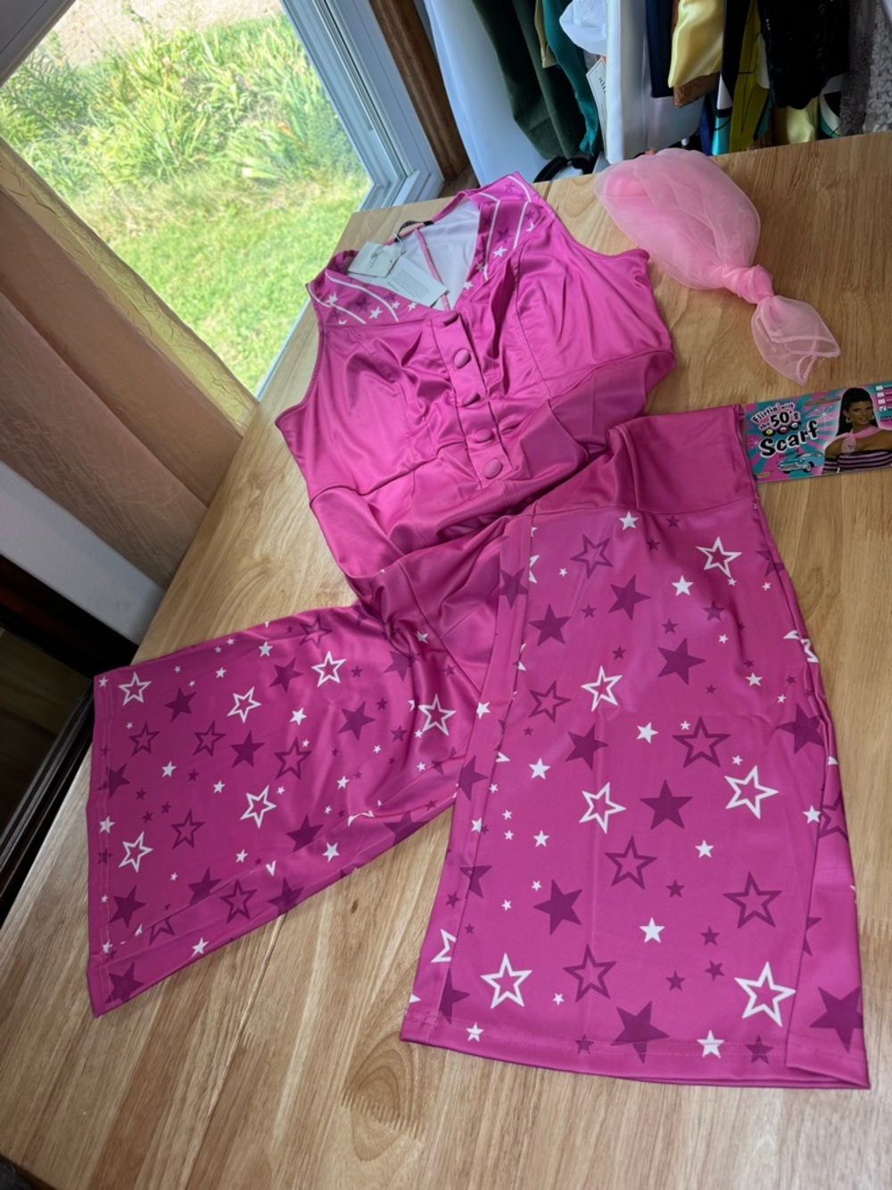 Western Barbie Jumpsuit Halloween Costume Pink Star-Print NWT
